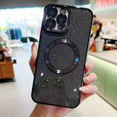 Parlak Simli Elektro Kaplama Manyetik Telefon Kılıfı – iPhone 15 Pro Max / 14 Pro / 13 / 12 Pro Max / 12 Pro / 11 Pro Max / 11 Uyumlu