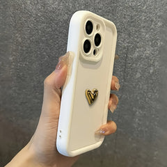 Düz Renkli 3D Kalp Desenli Şık Telefon Kılıfı – iPhone 14 ve 11 Pro Max Uyumlu