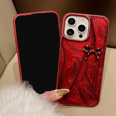 ❤️✨ Red Glitter Bow iPhone Kılıfı ✨❤️