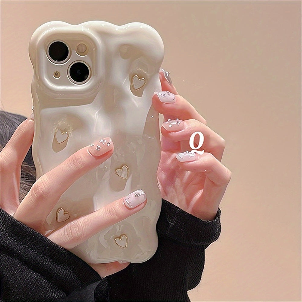 3D Fritillary Kalp ve Dalga Desenli Yumuşak Telefon Kılıfı