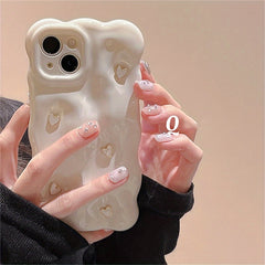 3D Fritillary Kalp ve Dalga Desenli Yumuşak Telefon Kılıfı