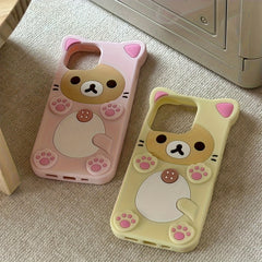 Sevimli Ayıcık Çan Desenli Telefon Kılıfı – iPhone 16 Pro Max / 14 / 12 / 13 / 7 Plus İçin Darbe Dayanıklı Silikon Kapak