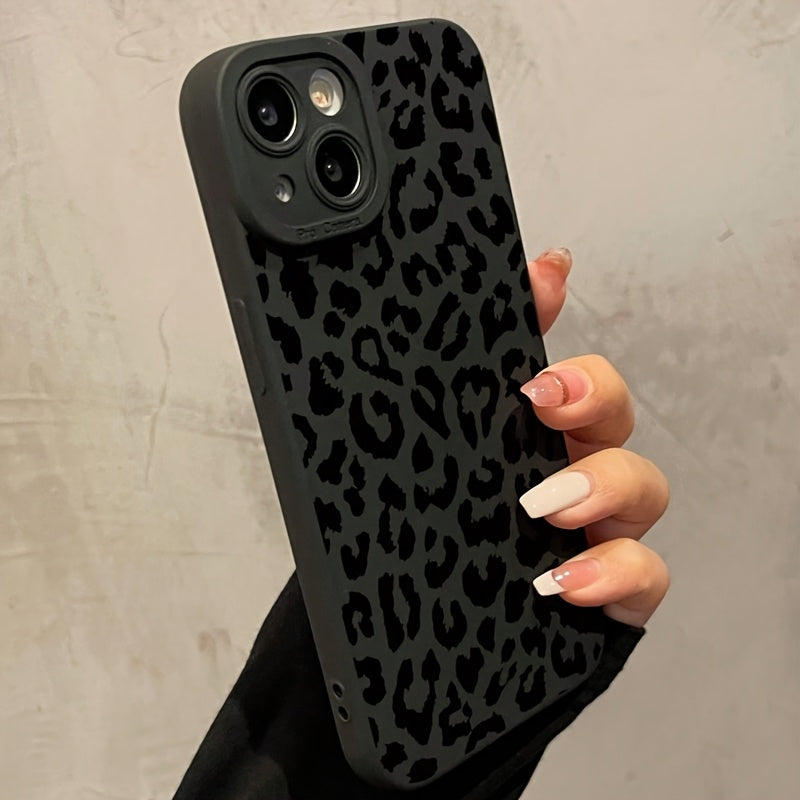 Angel Eye Yeni Leopar Desenli Telefon Kılıfı – iPhone 16/15/14/13/12/X/XS/XR/XS Max/7/8, Pro Max/Plus Serisi, Tam Yumuşak Kapak – Trendy Moda Leopar Detaylı Koruyucu Mat Angel Eye Siyah