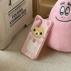 Sevimli Ayıcık Çan Desenli Telefon Kılıfı – iPhone 16 Pro Max / 14 / 12 / 13 / 7 Plus İçin Darbe Dayanıklı Silikon Kapak