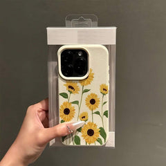 Sarı Ayçiçeği ve Liçi Desenli Yumuşak Telefon Kılıfı