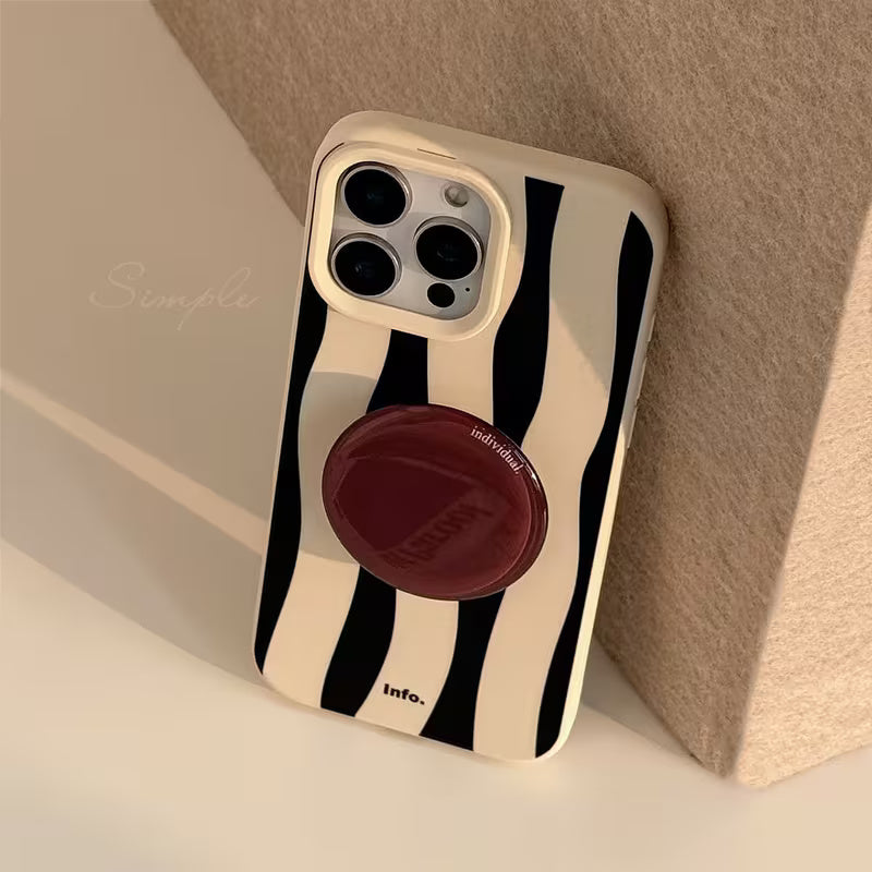 🖤🤍 Zebra Desenli Standlı Telefon Kılıfı | Modern & Trend Stil