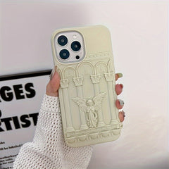 Klasik Sanat Melek Heykeli 3D Telefon Kılıfı – iPhone 15/14/13/12/11 Plus/Pro/Pro Max Uyumlu, Retro Silikon Darbeye Dayanıklı Koruyucu Kapak