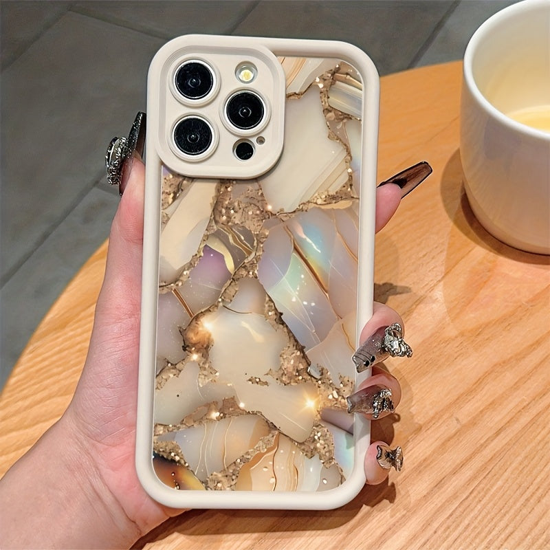 Yüksek Kaliteli Mermer Desenli TPU Darbe Korumalı iPhone Kılıfı