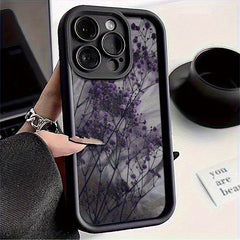 Mor Çiçek Desenli Mat Yumuşak Telefon Kılıfı – Geniş iPhone Uyumluluğu