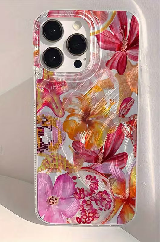 Şeffaf Çiçek Desenli Telefon Kılıfı – Parlak & Renkli Floral Tasarım