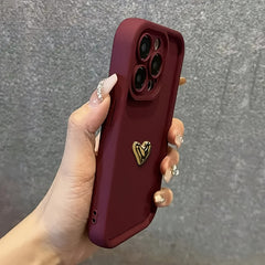 Düz Renkli 3D Kalp Desenli Şık Telefon Kılıfı – iPhone 14 ve 11 Pro Max Uyumlu