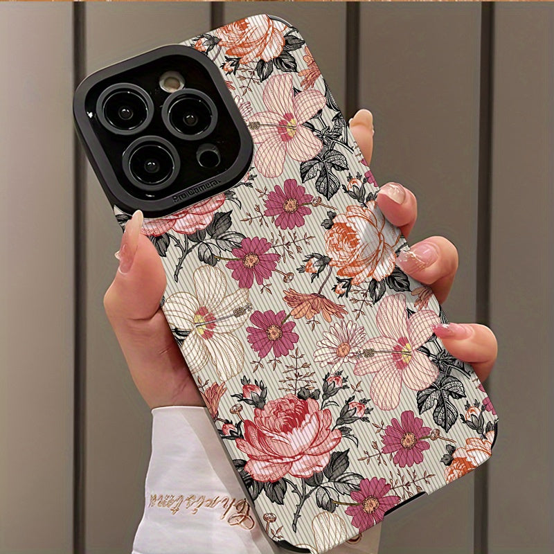 Zarif Pembe Güller, Papatyalar ve Çiçek Desenli Telefon Kılıfı