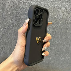 Düz Renkli 3D Kalp Desenli Şık Telefon Kılıfı – iPhone 14 ve 11 Pro Max Uyumlu