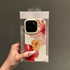 Pembe Hibiskus Çiçek Desenli TPU Koruyucu Telefon Kılıfı – iPhone 16 Pro Max/16 Plus/14/15/13 Pro/12/11 Uyumlu, Şık Tasarım ve İş Dünyasına Uygun Darbe Korumalı