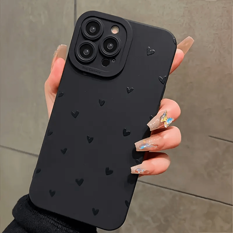 Vintage Siyah Love Çizik Desenli Telefon Kılıfı – iPhone 16/15/14/13/12/11 Mini, XR, XS Max, X, 7/8 Plus, 6/6s/6 Plus, SE2 ile Uyumlu