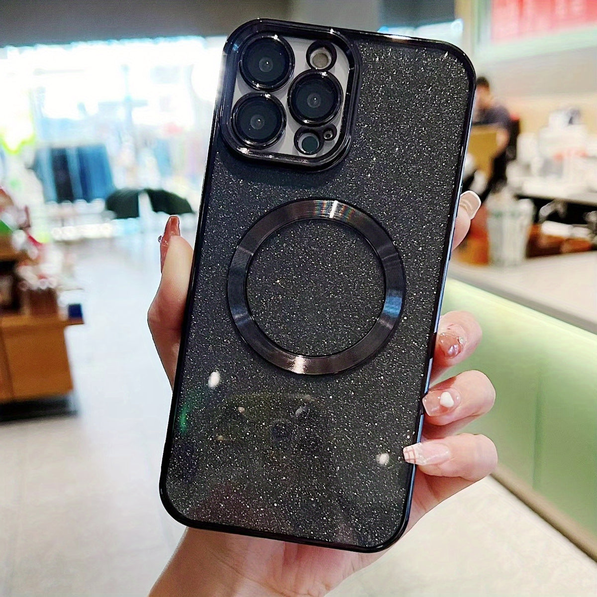 Parlak Simli Elektro Kaplama Manyetik Telefon Kılıfı – iPhone 15 Pro Max / 14 Pro / 13 / 12 Pro Max / 12 Pro / 11 Pro Max / 11 Uyumlu