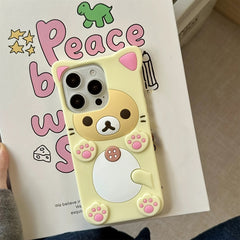 Sevimli Ayıcık Çan Desenli Telefon Kılıfı – iPhone 16 Pro Max / 14 / 12 / 13 / 7 Plus İçin Darbe Dayanıklı Silikon Kapak