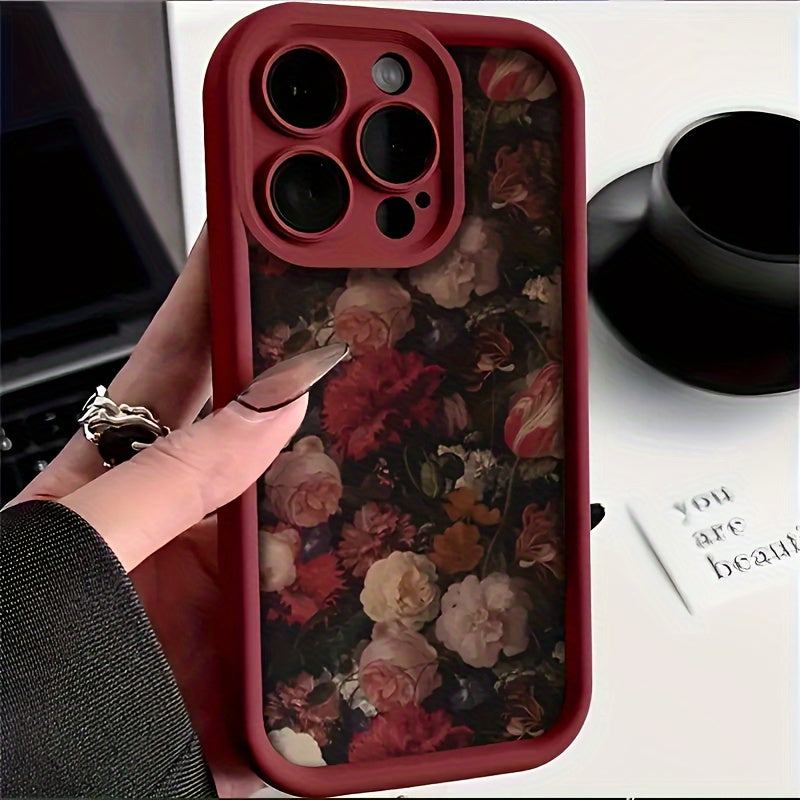 Tam Ekran Klasik Çiçek Desenli 7/8 Plus Şeffaf Yumuşak Kılıf – Anti-Düşme, Basit ve Lüks Tasarım, Hava Yastıklı, iPhone 14 Pro Max, 13, 12 Pro, 11, XR, XS Max Uyumlu, Erkek ve Kadınlar İçin Yeni Telefon Kılıfı