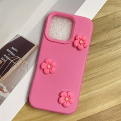 Papatya Pembe Çiçek Dekoratif Telefon Kılıfı – iPhone 12 / 13 / 14 Plus / 15 / 16 Pro Max Uyumlu