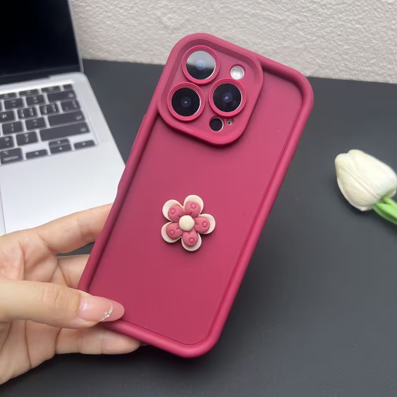 🌸 Pink Flower Silicone iPhone Kılıfı 🌸
