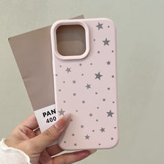 Apple iPhone 16 Pro Max, 15, 14, 12 ve 11 için Basit Pembe Yıldız Desenli Darbe Emici Yumuşak Kılıf