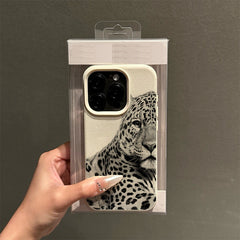 Siyah Beyaz Leopar ve Litchi Desenli Yumuşak Telefon Kılıfı – iPhone 17 Air, 16, 15, 14, 13, 12, 11, Pro Max, 14/15/16 Plus, XS, XR, X, 8, 7, SE 2020 Uyumlu