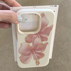 Pembe Hibiskus Desenli, Şık TPU Kılıf