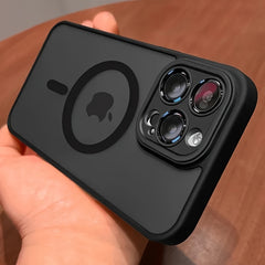 Lüks Manyetik Kablosuz Şarj Uyumlu Mat Zırhlı iPhone Kılıfı – 11–17 Air / Pro Max / Plus, Sert PC + Lens Koruma, Şok Emici Tasarım