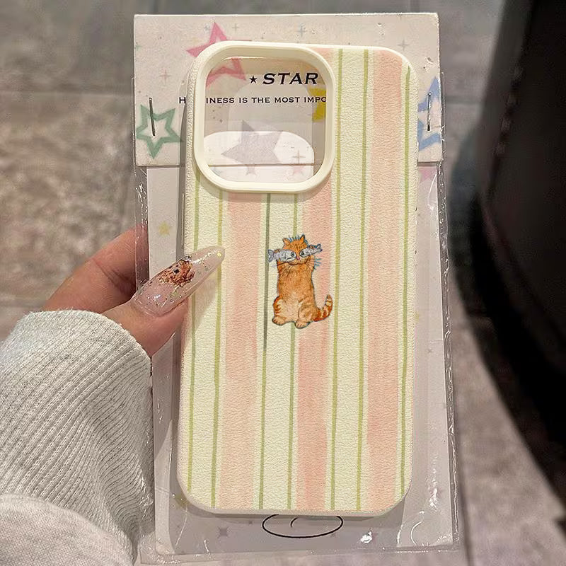 🐾💕 Çizgili Tatlı Kedi Telefon Kılıfı 💕🐾
