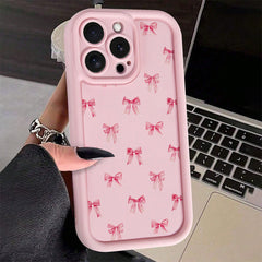 Yüksek Moda Pembe Fiyonk Desenli TPU Darbe Korumalı Tam Kaplama Telefon Kılıfı – iPhone 6/7/8/X/XS/XR/XS Max/11/12/13/14/15/16 Pro Max Uyumlu
